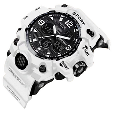 所曜商會 高級雙顯學生軍人運動手錶, 1個, 白色