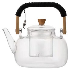 FOREVER 編織提手高硼硅玻璃泡茶壺, 1個, 透明色, 1L