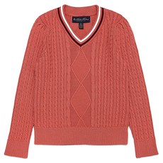 兒童網球v領麻花毛衣