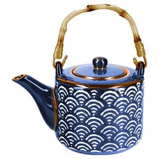 MIKASA Satori瓷製茶壺 浪紋, 1個, 500ml, 藍色 + 白色