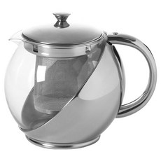 EXCELSA Relax圓肚濾茶壺, 1個, 900ml, 銀色 + 透明色