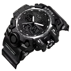 所曜商會 高級雙顯學生軍人運動手錶, 1個, 黑色