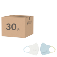 AQUA MASK 水舞生醫 成人立體醫療口罩 大耳狗好友款, 30片, 1盒, 白色 + 藍色