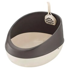 Richell 利其爾 拉普蕾半罩式貓用便盆, 1個, 摩登灰