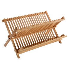 VERSA 折疊式竹製碗盤瀝水架, 1個, 褐色