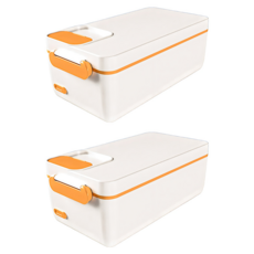 Well Life 悅生活 Best buy 免插電免加水電熱飯盒1L, 柑橘黄, 2個