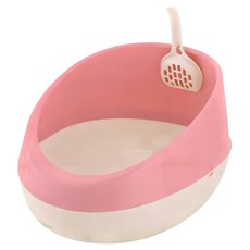 Richell 利其爾 拉普蕾半罩式貓用便盆, 1個, 可愛粉