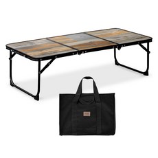 ROTICAMP 寬版輕薄三段折疊迷你露營桌, 深色木紋