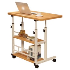 極美家居 升降學習桌/移動邊桌/升降邊桌/床邊桌/書桌/電腦桌/沙發邊桌/床邊電腦桌, 原木色