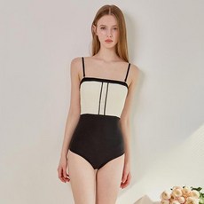 VikiniVender Blanc Noir 鈕扣連身泳衣, 黑色