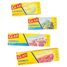 글래드 플렉스앤씰 늘어나는 지퍼백 일반 중형 38p + 일반 대형 35p + 냉동 중형 35p + 냉동 대형 28p 세트, 혼합, 1세트