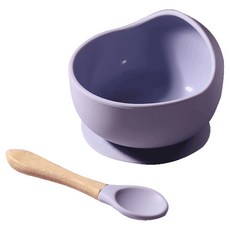 寶寶輔食碗 + 小湯匙, 1套, 紫色