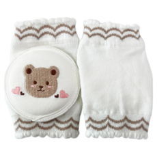 Junidoni 可愛棕熊嬰兒護膝, 1個, 白色