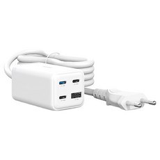 만렙 65W GaN 데스크탑 4포트 스마트 멀티탭 고속충전기, 화이트, 1개