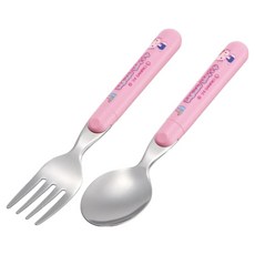 Hello Kitty 凱蒂貓 不鏽鋼湯匙叉子組 SFR1, 粉色, 1套, 湯匙 + 叉子