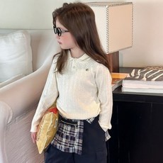 Starbean 兒童麻花修身款長袖翻領針織衫