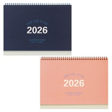 Table talk 2026 大尺寸日曆手帳 2件組, 1套, 靛藍, 珊瑚粉