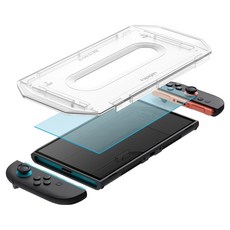 Spigen Nintendo Switch 2低反射強化玻璃簡易貼AR螢幕保護貼組, 1套, 透明, AGL09112
