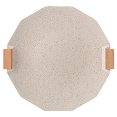 鼎匠 電磁爐適用 萬用不沾烤肉盤 星芒圖騰幾何邊款 附木防燙手炳 雲峰白, 35cm, 1個