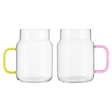 발룬피니 내열유리 컬러핸들 머그컵 840mL x 2종 세트, 혼합색상, 1세트