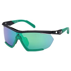 adidas 愛迪達 運動太陽眼鏡 SP0072-F05Q, 1個, 黑色(鏡框), 綠色, 透明(鏡片)