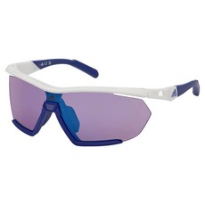 adidas 愛迪達 運動太陽眼鏡 SP0072-F24X, 1個, 白色(鏡框), 藍色, 透明(鏡片)