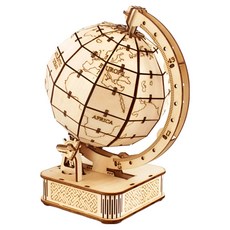 Esmin 3D 木製旋轉地球儀立體拼圖, 1個, 137件, 混合色