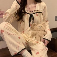 CofV 女款套頭休閒可愛兩件式睡衣上下套裝