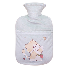 오브엘 심플한 찜질주머니 연옥색 고양이 M, 1개