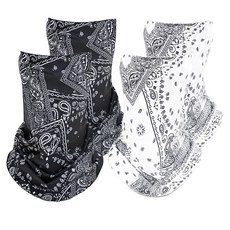 Moin 佩斯利脖圍管狀圍巾 2款 x 2入組, 1套, 黑色, 白色