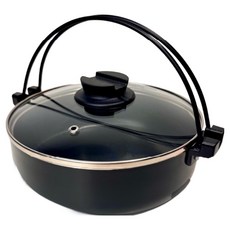 Pear 不沾提把壽喜鍋 附玻璃蓋 HB-5856, 1個, 20cm, 黑色