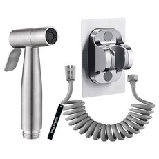 마켓플랜 욕실 스텐 스프링 호스 스프레이 무타공 청소건, 그레이, 1개