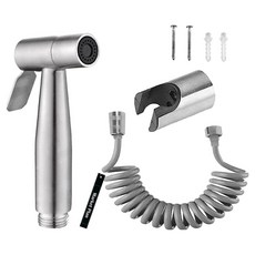 Market Plan 浴室不鏽鋼彈簧軟管噴霧免打孔清潔噴槍, 1個, 灰色