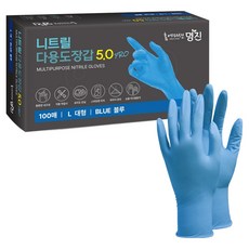 명진 니트릴 다용도 장갑 5.0 PRO 100p, 블루, 대(L), 1개