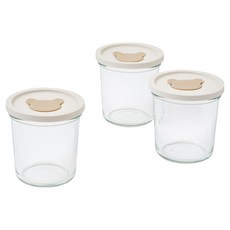 Glasslock 格拉氏洛克 Baby 小熊蓋副食品圓形保鮮盒, 3個, 690ml, 透明