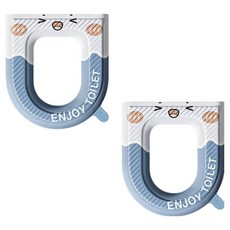 블럭마트 욕실 ENJOY TOILET 사계절 변기시트, 블루, 2개