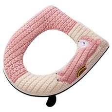 Block Mart 附提把浴室保暖馬桶坐墊, 粉紅羊駝, 1個