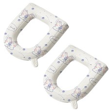 블럭마트 욕실 손잡이있는 EVA 사계절 변기 시트, 토끼LOVE, 2개