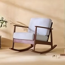 리바트 네오 뉴탐 패브릭 흔들의자 1인용 소파 방문설치, 그레이(패브릭), 빈티지월넛(목대)