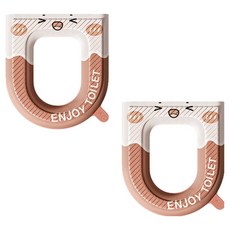 블럭마트 욕실 ENJOY TOILET 사계절 변기시트, 브라운, 2개