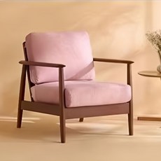 리바트 네오 뉴탐 패브릭 1인용 소파 방문설치, 핑크(패브릭), 빈티지월넛(목대)