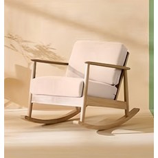 리바트 네오 뉴탐 패브릭 흔들의자 1인용 소파 방문설치, 내추럴(목대), 베이지(패브릭)