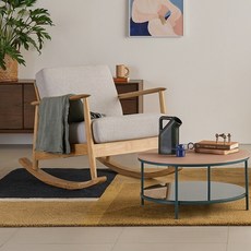 리바트 네오 뉴탐 패브릭 흔들의자 1인용 소파 방문설치, 내추럴(목대), 그레이(패브릭)