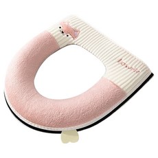 블럭마트 욕실 변기손잡이부착 따뜻한 변기시트, 핑크여우, 1개