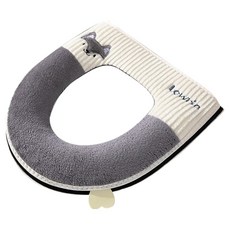 블럭마트 욕실 변기손잡이부착 따뜻한 변기시트, 그레이여우, 1개