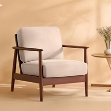 리바트 네오 뉴탐 패브릭 1인용 소파 방문설치, 빈티지월넛(목대), 베이지(패브릭)