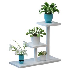 로커스 거실 화분 선반 정리대, 화이트프레임 + 따뜻한화이트, 3단