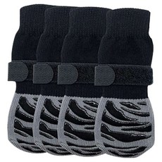 摩達客 寵物狗狗保護止滑襪 防寒/防舔/防燙傷/保護肉球 大/中/小型犬適用, 黑底灰色花紋款, 4個