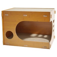 喵仙兒 拼拼實木貓抓屋, 1個, 原木色