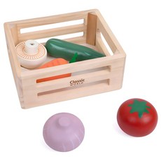 Classic WORLD 客來喜 綠色田園蔬菜籃經典木玩, 1套, 綠色田園蔬菜籃經典木玩,